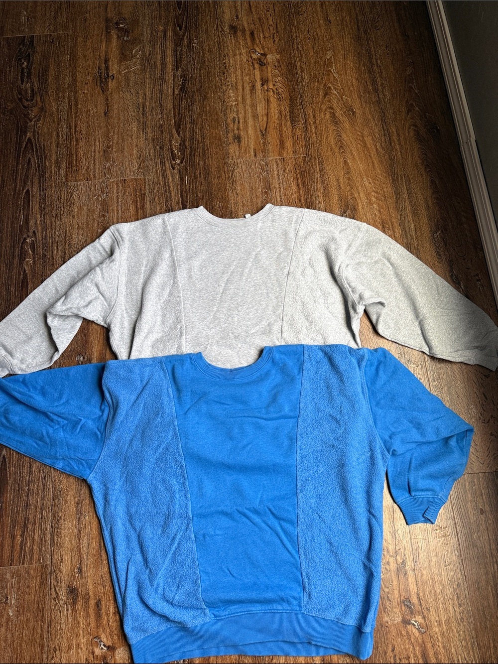 Casual Crewneck Sweatshirt Duo - Heather Gray & Bright Blue